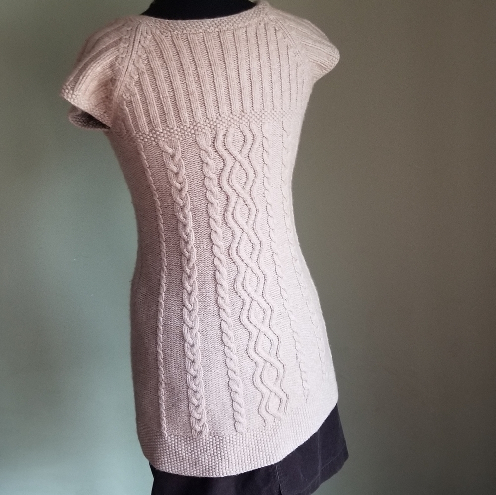Kokun Cashmere Blend Cap Sleeve Cabled Sweater - Picture 5 of 7